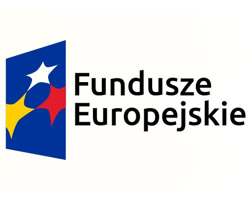 na białym tle przedstawione jest logo fundusze europejskie w kolorze niebieskim, napis ma kolor czarny
