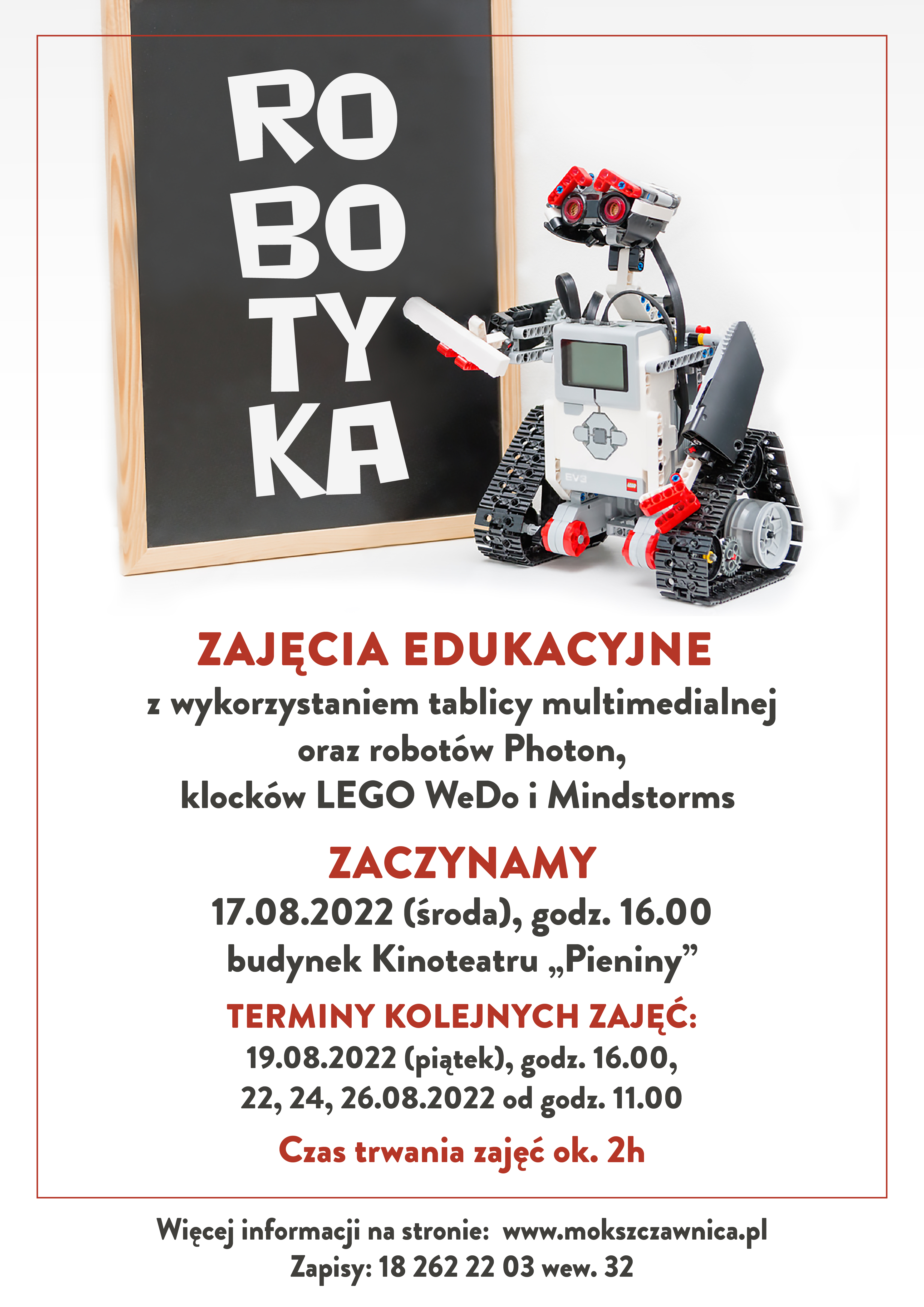 Plakat zachęcający do uczestnictwa w zajęciach z robotyki.