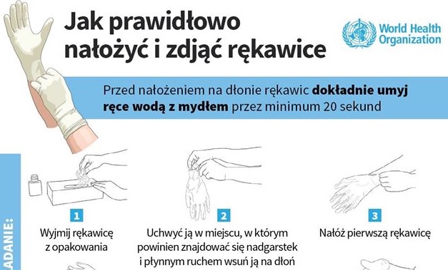 Ministerstwo Zdrowia informuje jak prawidłowo zdjąć i założyć rękawice