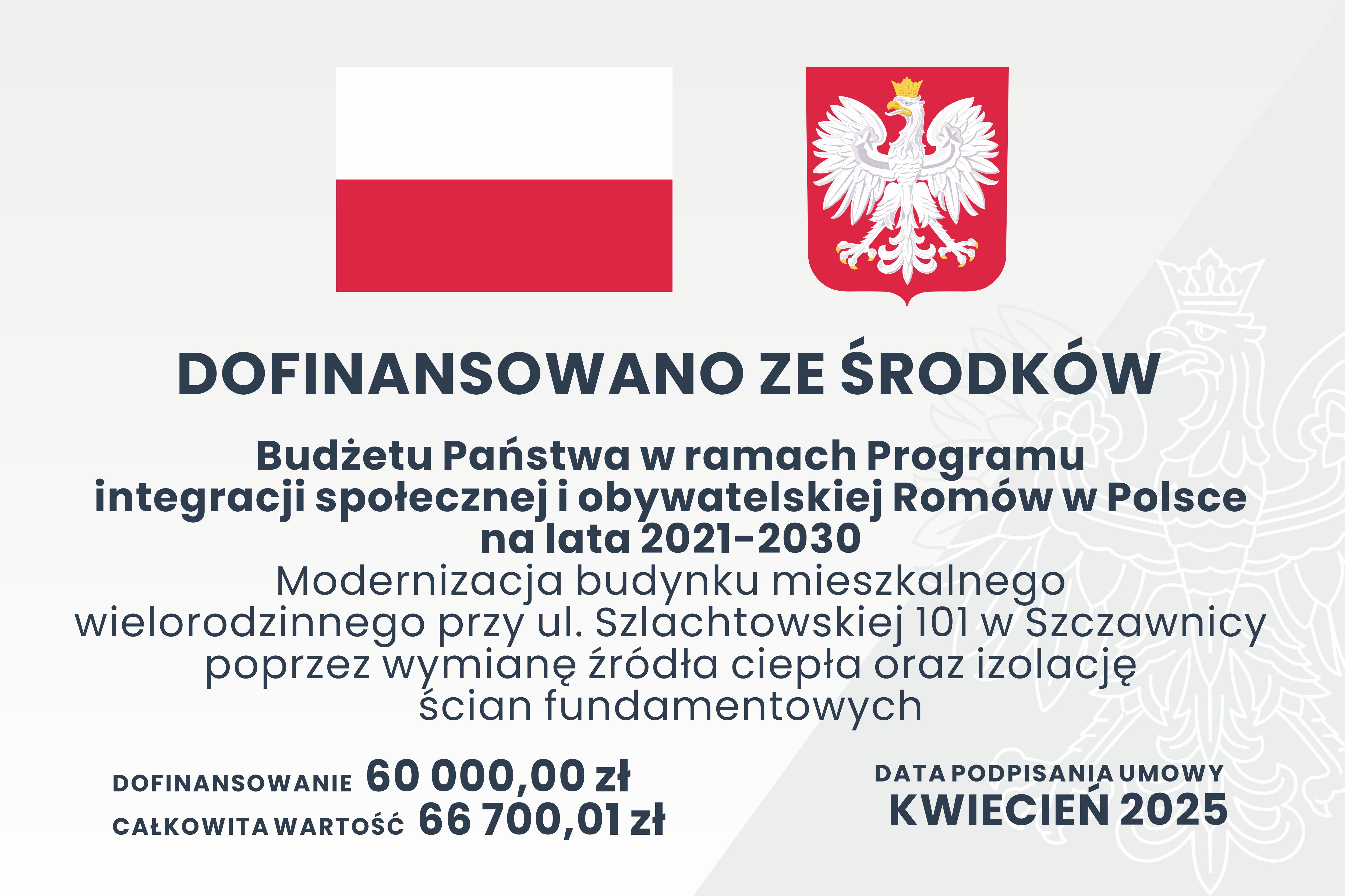 Tablica informująca o budżetowania ze środków Państwa