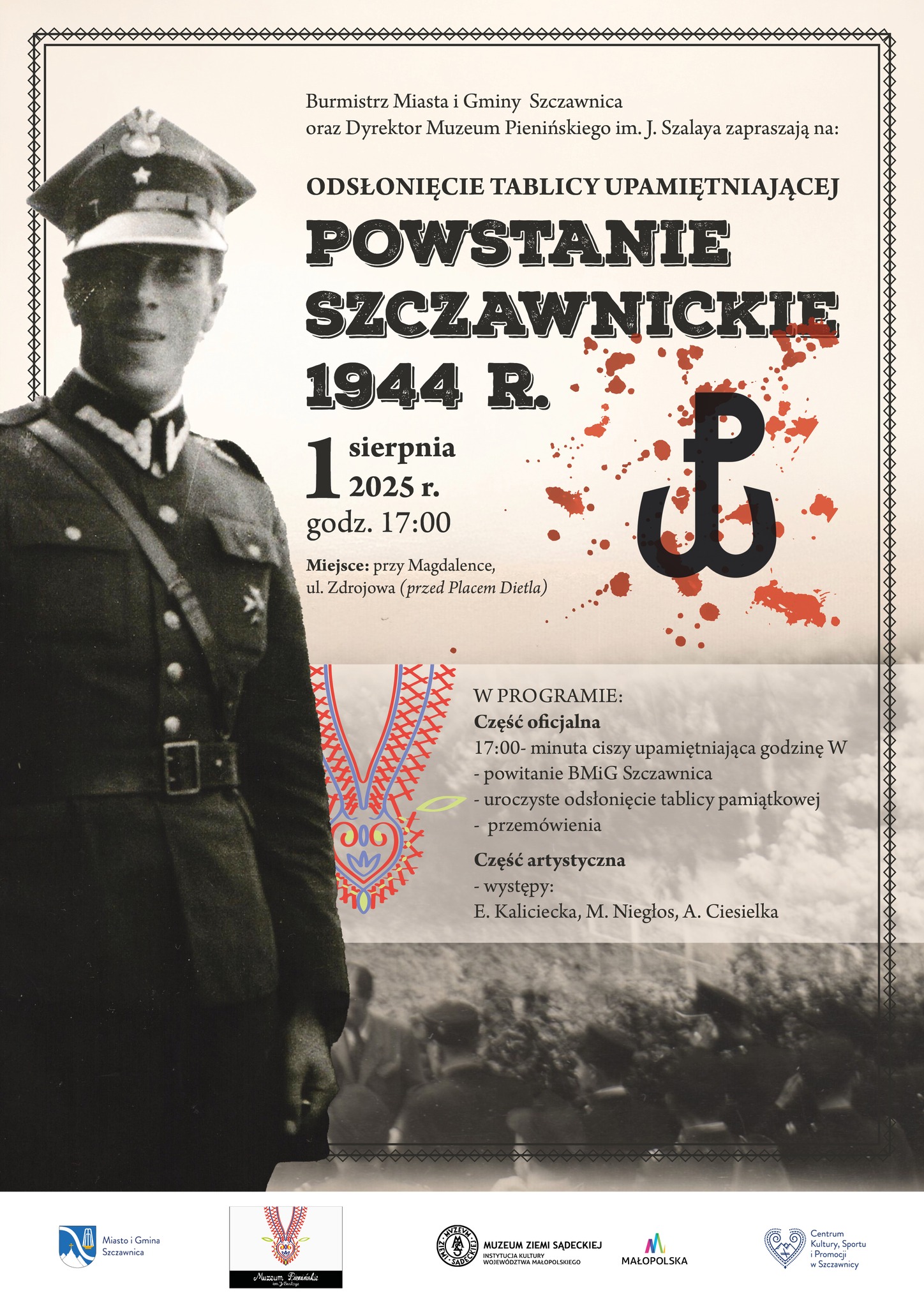 Odsłonięcie tablicy upamiętniającej „POWSTANIE SZCZAWNICKIE” 1944 r.